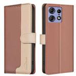 For Motorola Edge 50 Pro 5G Color Matching RFID Anti-theft Leather Phone Case(Brown)