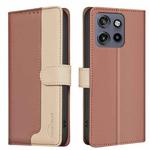 For Motorola Edge 50 Neo Color Matching RFID Anti-theft Leather Phone Case(Brown)