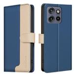 For Motorola Edge 50 Neo Color Matching RFID Anti-theft Leather Phone Case(Blue)