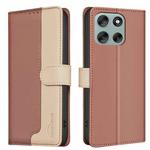 For Motorola Moto G56 5G Color Matching RFID Anti-theft Leather Phone Case(Brown)