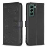 For Samsung Galaxy S24 FE 5G Four-leaf Embossed Leather Phone Case(Black)