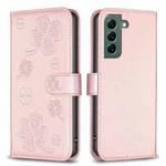 For Samsung Galaxy S24 FE 5G Four-leaf Embossed Leather Phone Case(Pink)