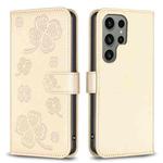 For Samsung Galaxy S25 Ultra 5G Four-leaf Embossed Leather Phone Case(Gold)