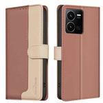 For vivo Y35 4G / Y22s Color Matching RFID Anti-theft Leather Phone Case(Brown)