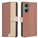 For vivo Y03 4G Color Matching RFID Anti-theft Leather Phone Case(Brown)