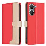 For vivo Y03 4G Color Matching RFID Anti-theft Leather Phone Case(Red)