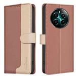 For Realme 12+ 5G Color Matching RFID Anti-theft Leather Phone Case(Brown)