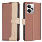 For Realme 14 5G Global Color Matching RFID Anti-theft Leather Phone Case(Brown)