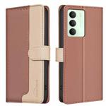 For Realme 14X 5G Color Matching RFID Anti-theft Leather Phone Case(Brown)
