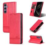 For Samsung Galaxy S25 5G AZNS Magnetic Calf Texture Flip Leather Phone Case(Red)