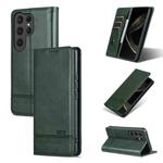 For Samsung Galaxy S25 Ultra 5G AZNS Magnetic Calf Texture Flip Leather Phone Case(Dark Green)