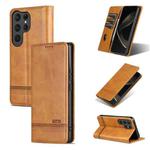 For Samsung Galaxy S25 Ultra 5G AZNS Magnetic Calf Texture Flip Leather Phone Case(Light Brown)