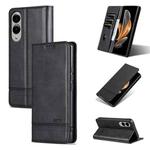 For Samsung Galaxy S25 Edge 5G AZNS Magnetic Calf Texture Flip Leather Phone Case(Black)
