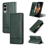 For Samsung Galaxy S25 Edge 5G AZNS Magnetic Calf Texture Flip Leather Phone Case(Dark Green)