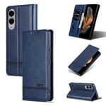 For Samsung Galaxy S25 Edge 5G AZNS Magnetic Calf Texture Flip Leather Phone Case(Dark Blue)