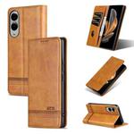 For Samsung Galaxy S25 Edge 5G AZNS Magnetic Calf Texture Flip Leather Phone Case(Light Brown)