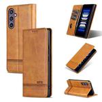 For Samsung Galaxy S25 FE 5G AZNS Magnetic Calf Texture Flip Leather Phone Case(Light Brown)