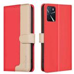 For OPPO A16 / A16s / A54s / A55 / A54 Color Matching RFID Anti-theft Leather Phone Case(Red)