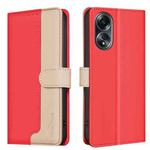 For OPPO A58 4G Color Matching RFID Anti-theft Leather Phone Case(Red)