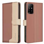 For OPPO A94 5G / Reno5 Z / F19 Pro+ Color Matching RFID Anti-theft Leather Phone Case(Brown)
