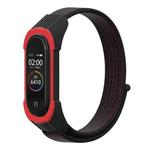 For Xiaomi Mi Band 5 / 4 / 3 Nylon Watch Band(Black Red+Black Red)