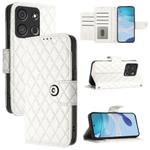For itel A05s Rhombic Texture Flip Leather Phone Case with Lanyard(White)