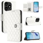 For itel A70 Rhombic Texture Flip Leather Phone Case with Lanyard(White)