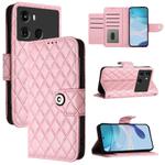 For itel P40 Rhombic Texture Flip Leather Phone Case with Lanyard(Pink)
