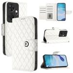 For itel P55+ Rhombic Texture Flip Leather Phone Case with Lanyard(White)