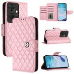 For itel P55+ Rhombic Texture Flip Leather Phone Case with Lanyard(Pink)