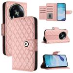For itel RS4 S666LN Rhombic Texture Flip Leather Phone Case with Lanyard(Coral Pink)