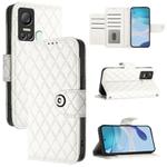 For itel S18 / Vision 5 Rhombic Texture Flip Leather Phone Case with Lanyard(White)