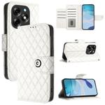 For itel S23+ Rhombic Texture Flip Leather Phone Case with Lanyard(White)