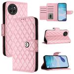 For itel S23 S665L Rhombic Texture Flip Leather Phone Case with Lanyard(Pink)