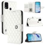 For itel A48 Rhombic Texture Flip Leather Phone Case with Lanyard(White)