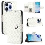 For Itel A90 Rhombic Texture Flip Leather Phone Case with Lanyard(White)