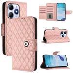 For Itel A90 Rhombic Texture Flip Leather Phone Case with Lanyard(Coral Pink)