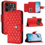 For Tecno Pova 6 Pro / Pova 6 5G Rhombic Texture Flip Leather Phone Case with Lanyard(Red)