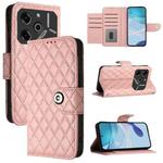 For Tecno Pova 6 Pro / Pova 6 5G Rhombic Texture Flip Leather Phone Case with Lanyard(Coral Pink)