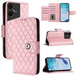 For Tecno Pova Neo 3 Rhombic Texture Flip Leather Phone Case with Lanyard(Pink)