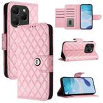 For Tecno Spark 20 Pro Rhombic Texture Flip Leather Phone Case with Lanyard(Pink)