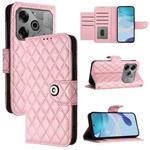 For Tecno Pova 6 Neo Rhombic Texture Flip Leather Phone Case with Lanyard(Pink)