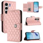 For Tecno Camon 40 Pro 4G Rhombic Texture Flip Leather Phone Case with Lanyard(Coral Pink)
