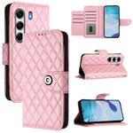For Tecno Camon 40 Pro 4G Rhombic Texture Flip Leather Phone Case with Lanyard(Pink)