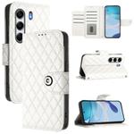 For Tecno Camon 40 4G Rhombic Texture Flip Leather Phone Case with Lanyard(White)