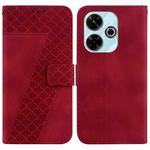 For Xiaomi Redmi 13 4G Seven-shaped Embossed Leather Phone Case(Red)