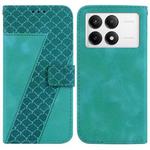 For Xiaomi Redmi K70 / K70 Pro Seven-shaped Embossed Leather Phone Case(Green)