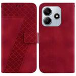 For Redmi Note 14 5G Seven-shaped Embossed Leather Phone Case(Red)