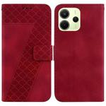 For Redmi Note 14 4G 163.25mm Seven-shaped Embossed Leather Phone Case(Red)