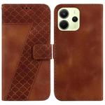 For Redmi Note 14 4G 164.84mm Seven-shaped Embossed Leather Phone Case(Brown)